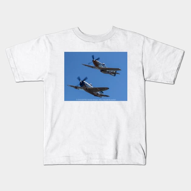 P-51D Mustang and P-47D Thunderbolt Kids T-Shirt by acefox1